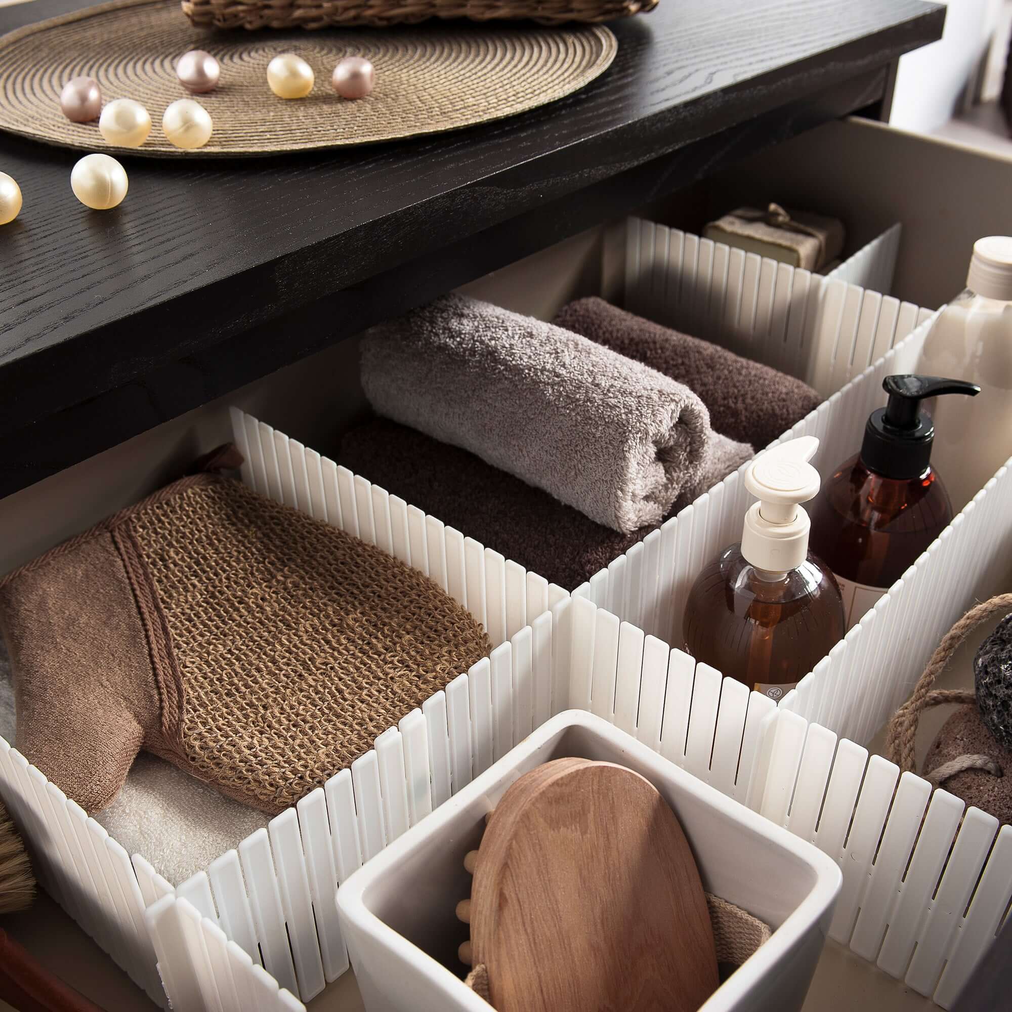 Lot de 12 plaques ajustables pour organiser les tiroirs Free blanches