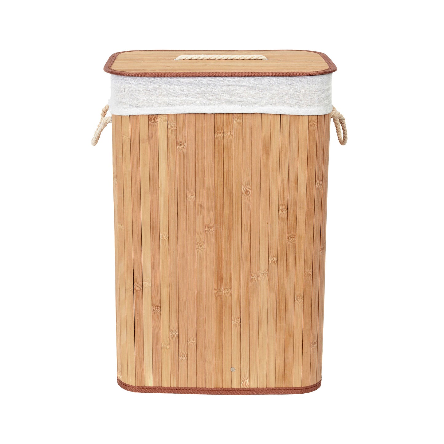 Cesto para la ropa sucia plegable de bambú con tapa e interior de tela Ross