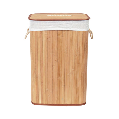 Cesto para la ropa sucia plegable de bambú con tapa e interior de tela Ross