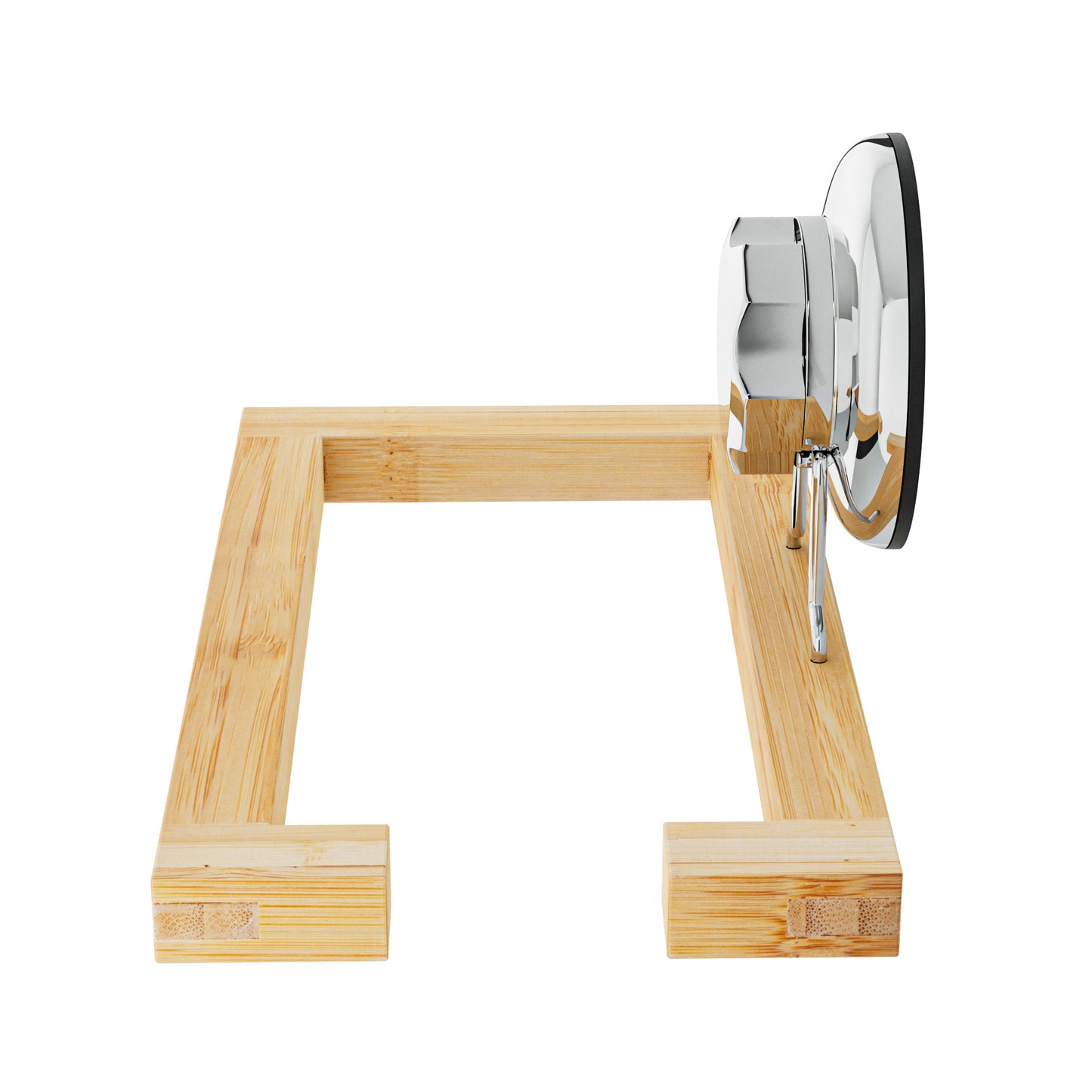 Porte papier toilette à ventouse en métal et bambou Bestlock Spa naturel et chrome