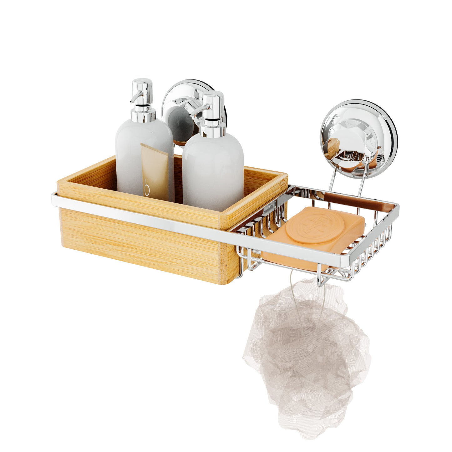 Porte savon à ventouse en bambou Bestlock Spa chrome