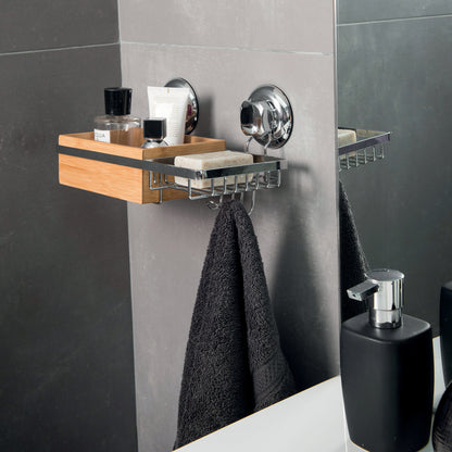 Porte savon à ventouse en bambou Bestlock Spa chrome