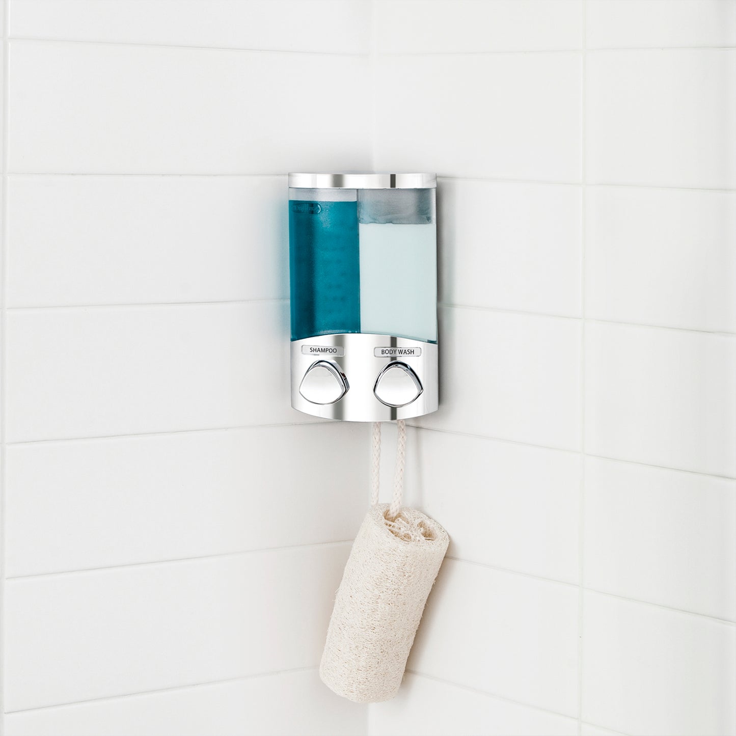 Distributeur de savon double rechargeable sans perçage Duo chrome