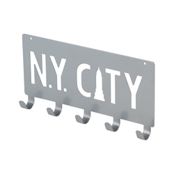 Patère à fixer en métal 5 crochets NY City grise