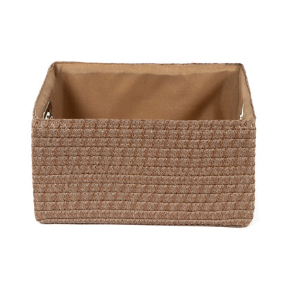 Panier de rangement doublé tissu Poly marron