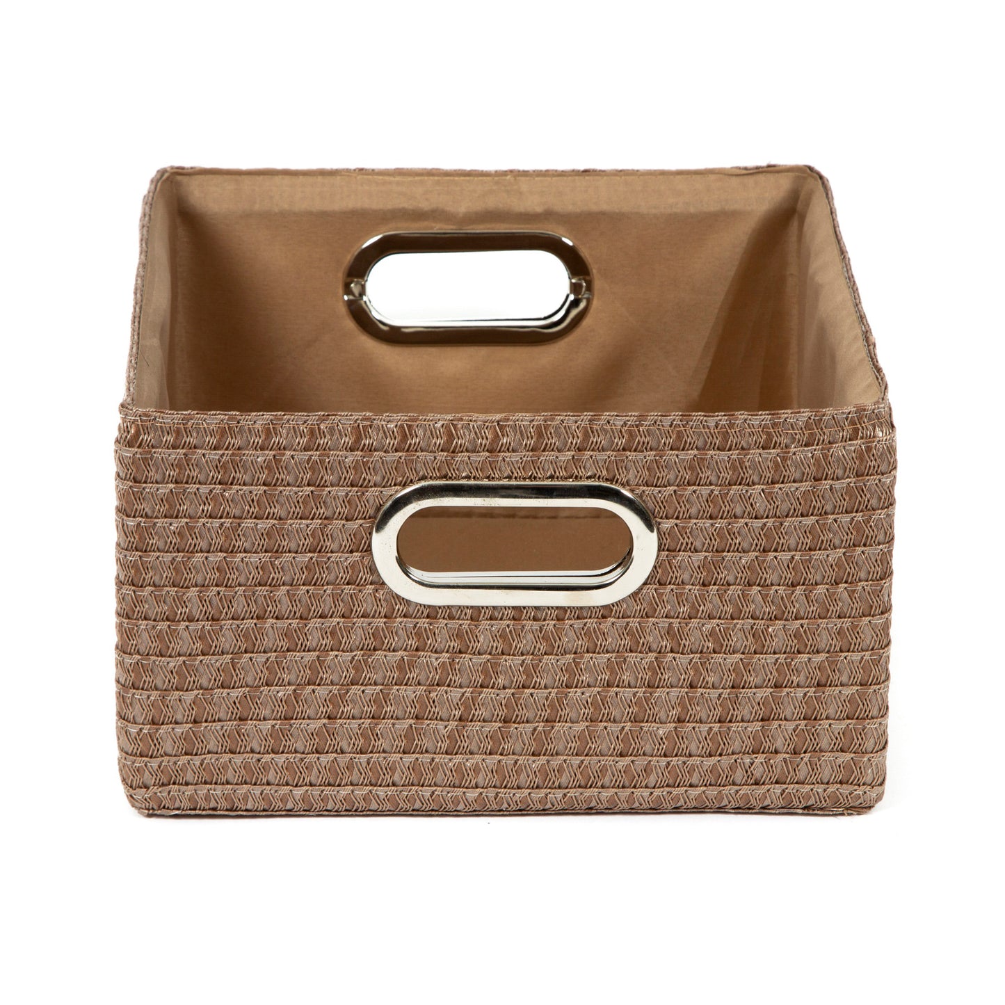 Panier de rangement doublé tissu Poly marron