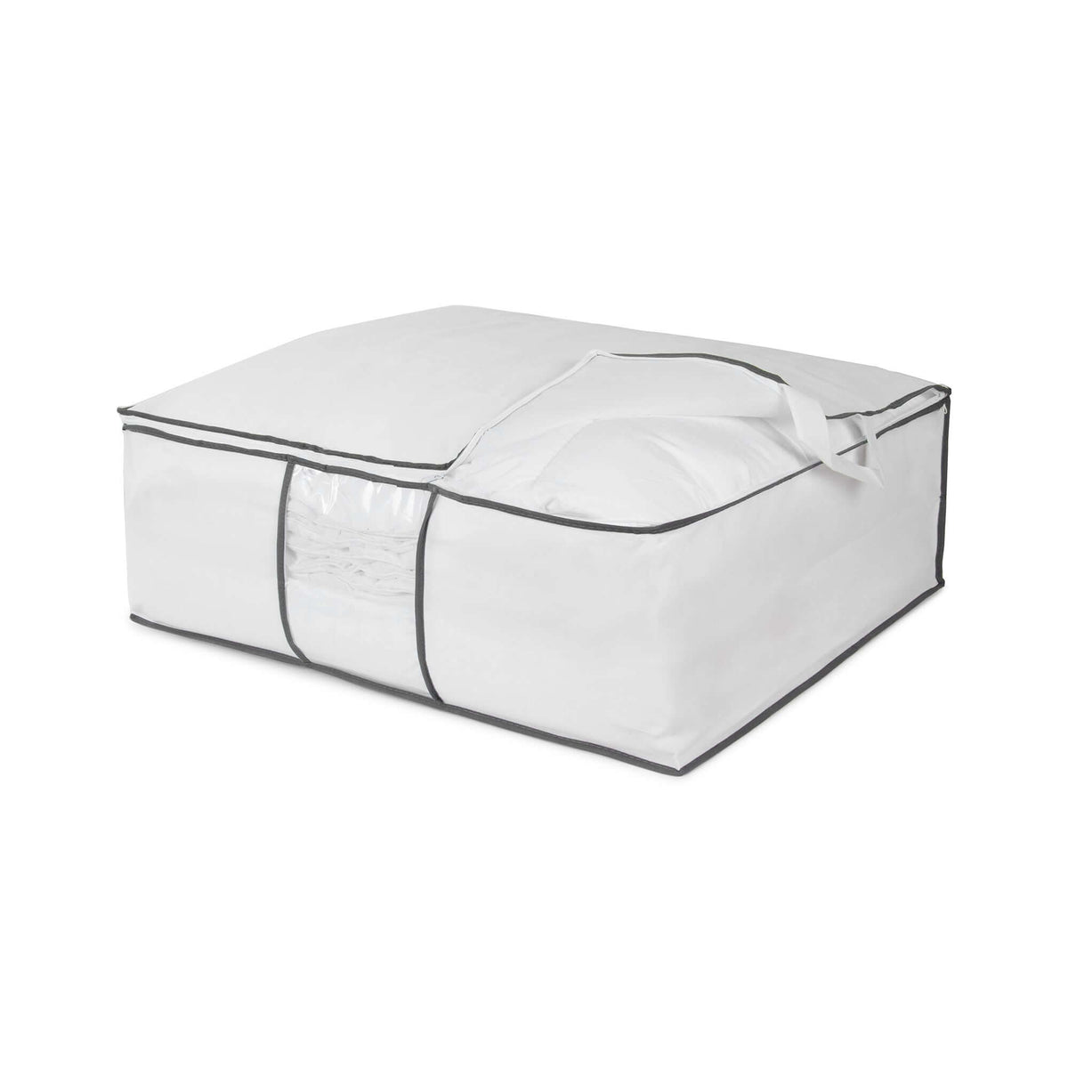Sac De Rangement Couette Compactor Boston - 50x70x30 Cm Gris/Blanc - Fermeture Éclair