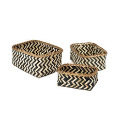 Set de 3 cestas de almacenamiento de bambú Zebra S, M y L