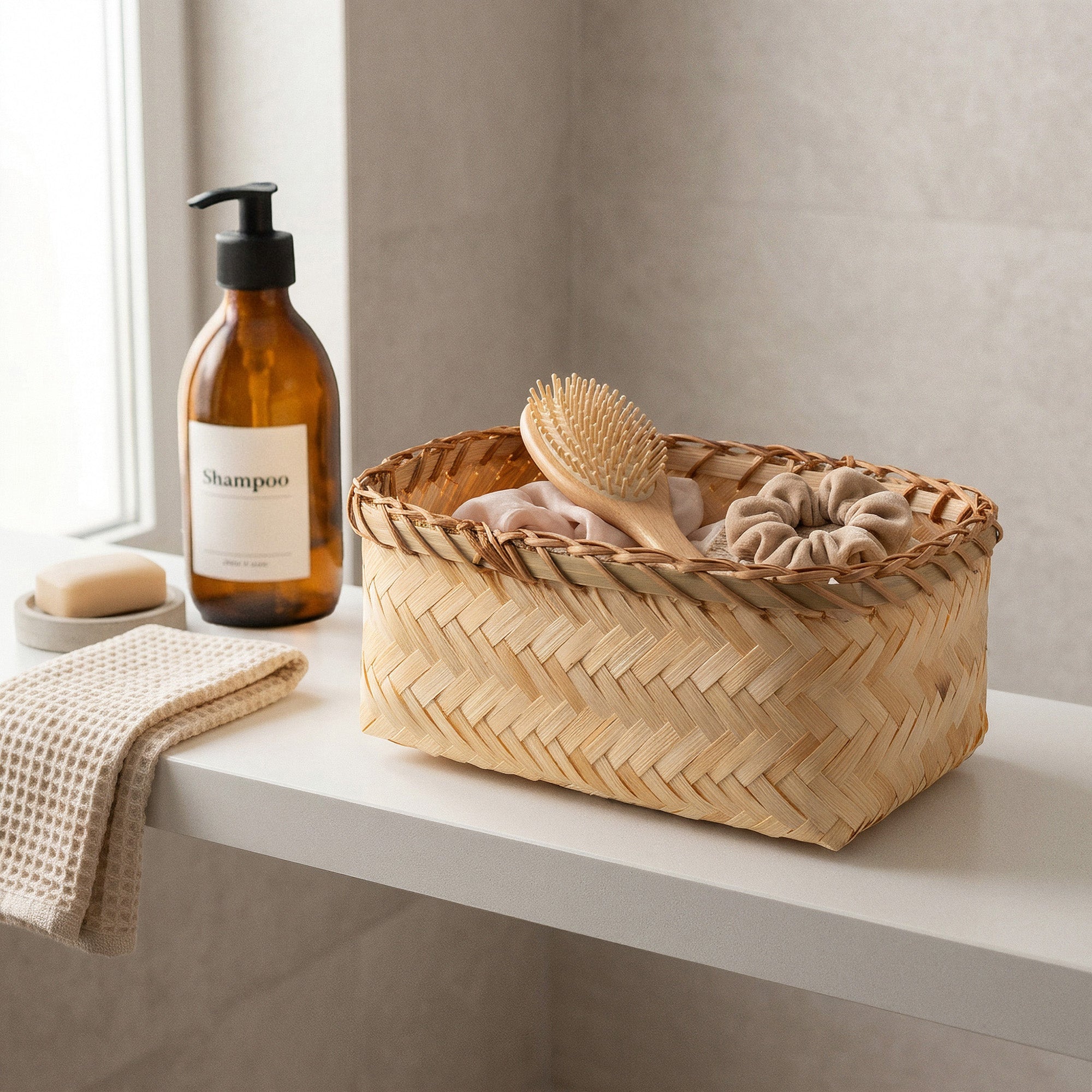 Panier de rangement bambou tressé S