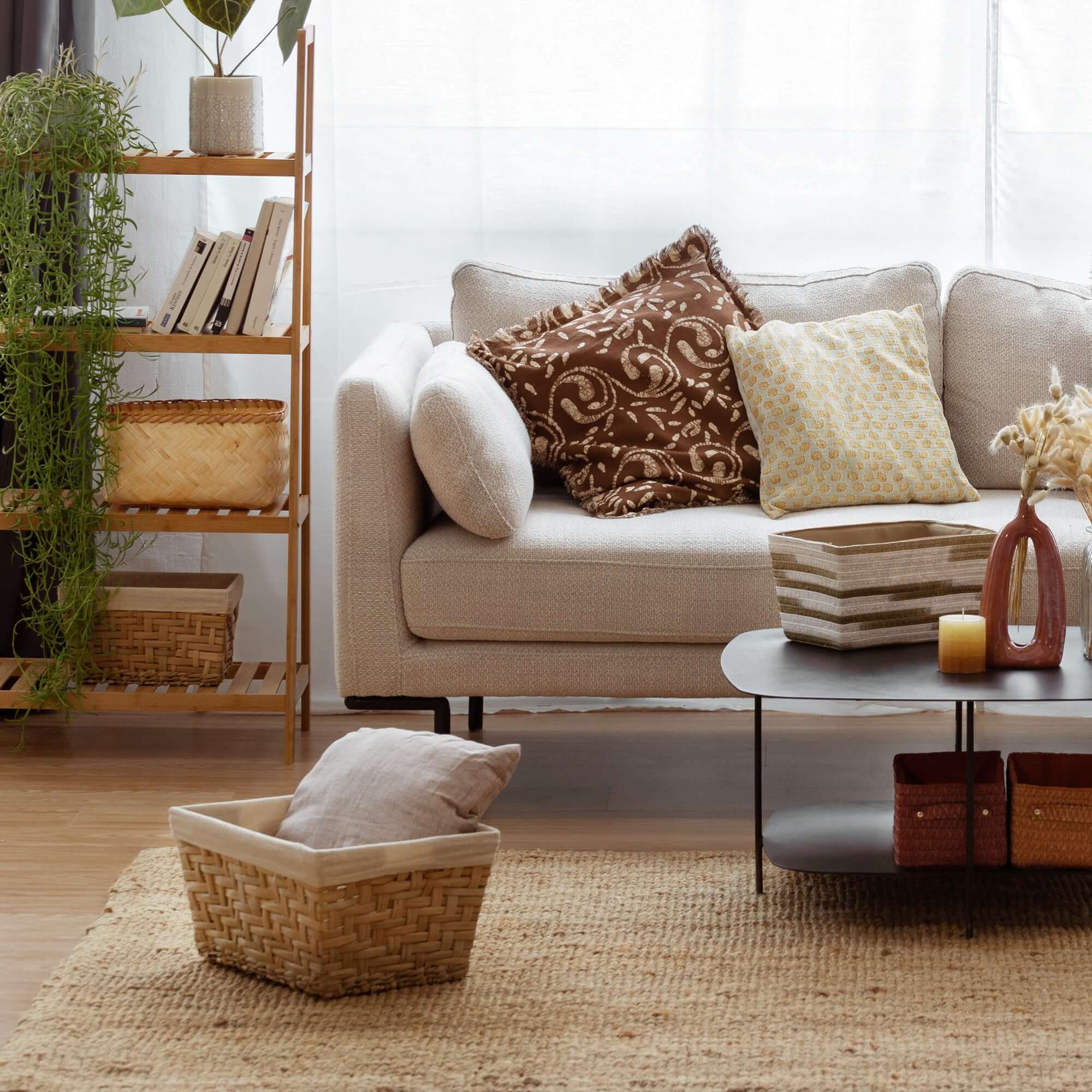 Panier de rangement en jonc de mer Fiesta Taille M