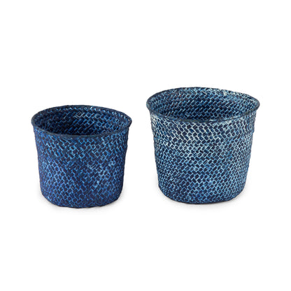 Lot de 2 paniers de rangement en jonc de mer Mika violets