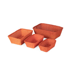 Juego de 4 cestas de almacenamiento de ratán Saga naranja