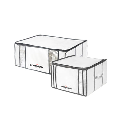 Compactor Juego de 2 cajas de almacenamiento al vacío Life M + XXL, color blanco