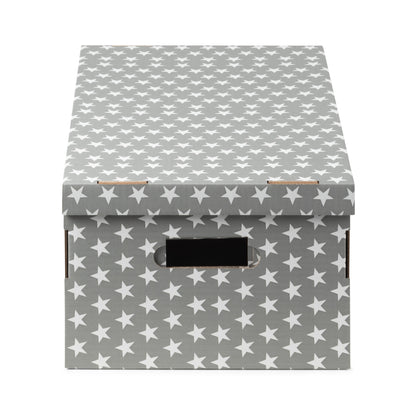 Set de 2 cajas de cartón Stars grises y blancas