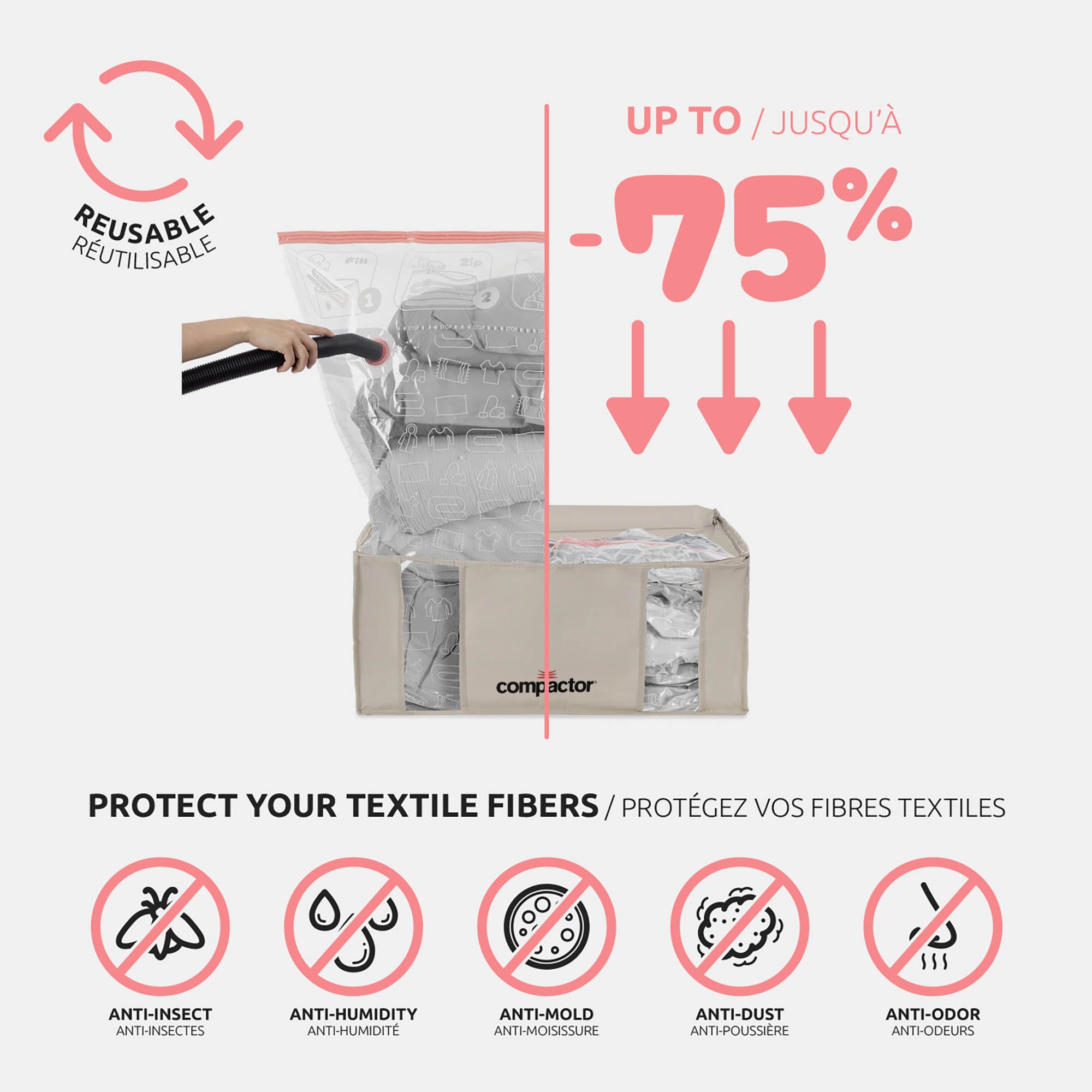 Housse de rangement sous vide XXL