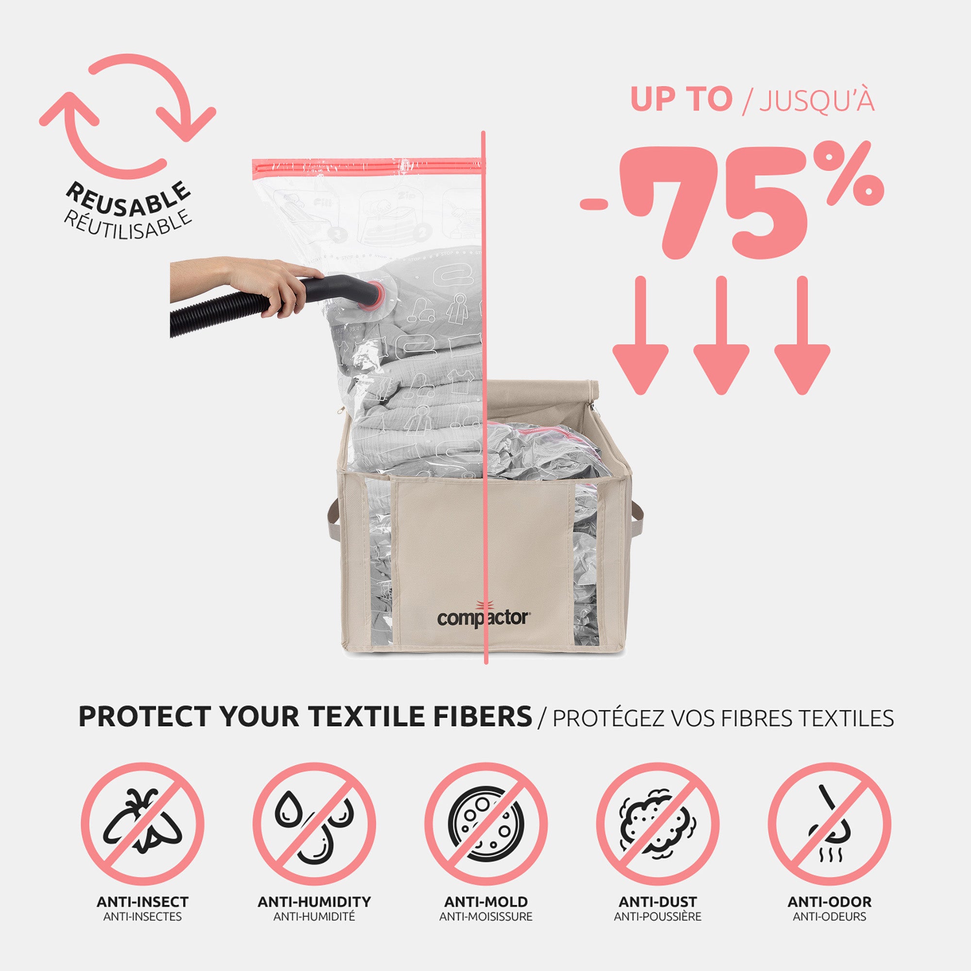 Housse de rangement sous vide M