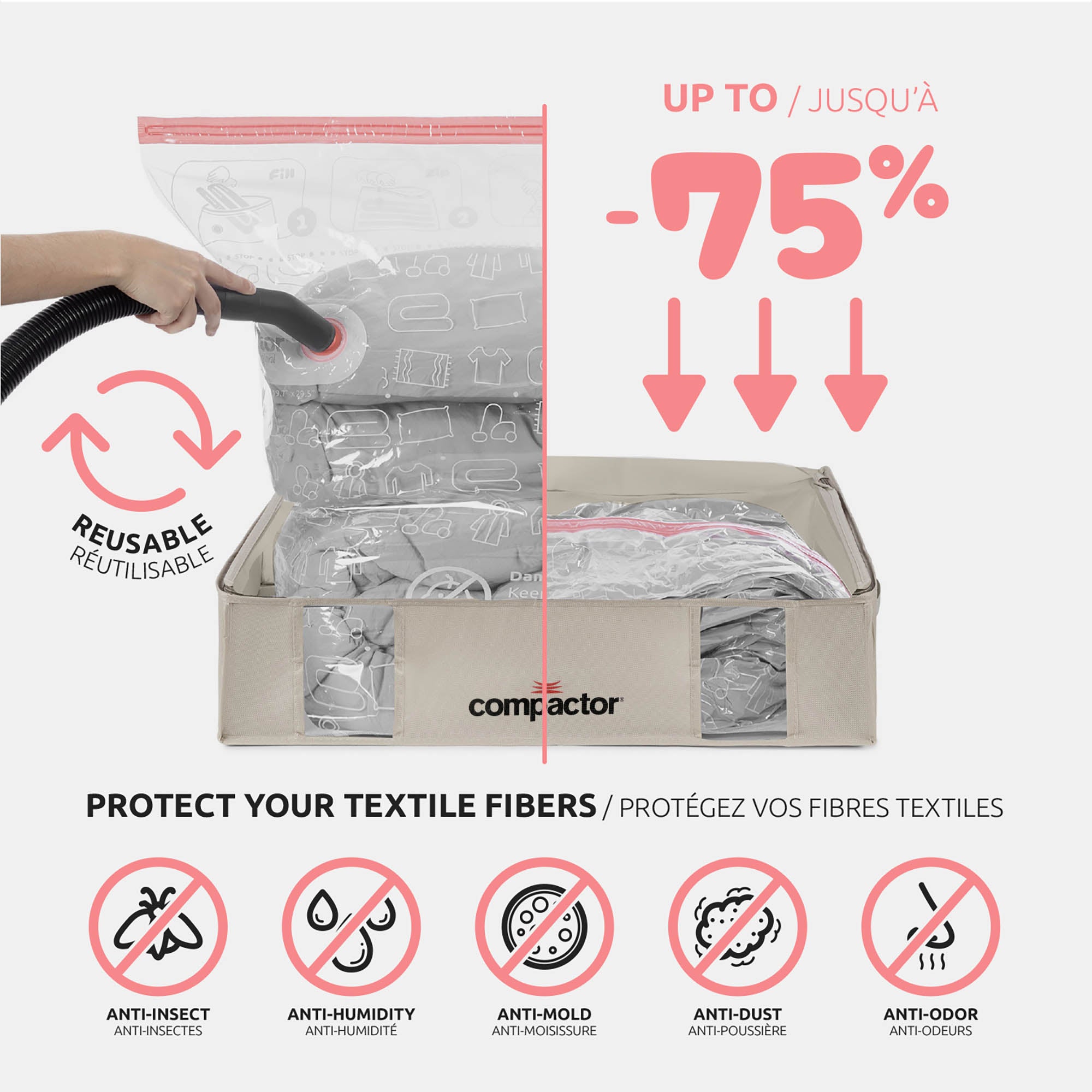 Housse de rangement sous vide L