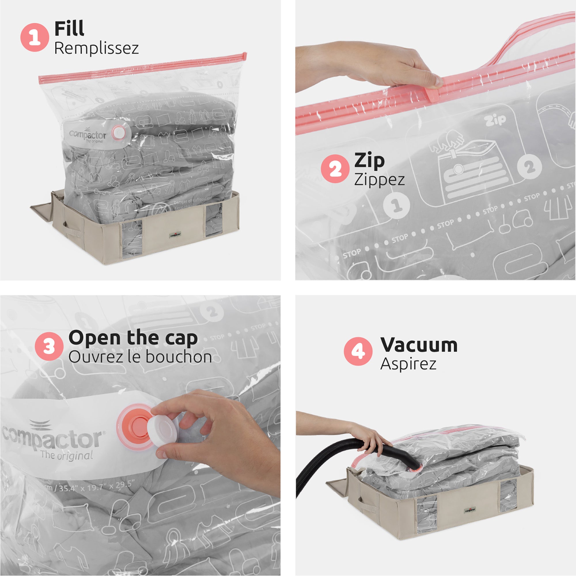 Housse de rangement sous vide L
