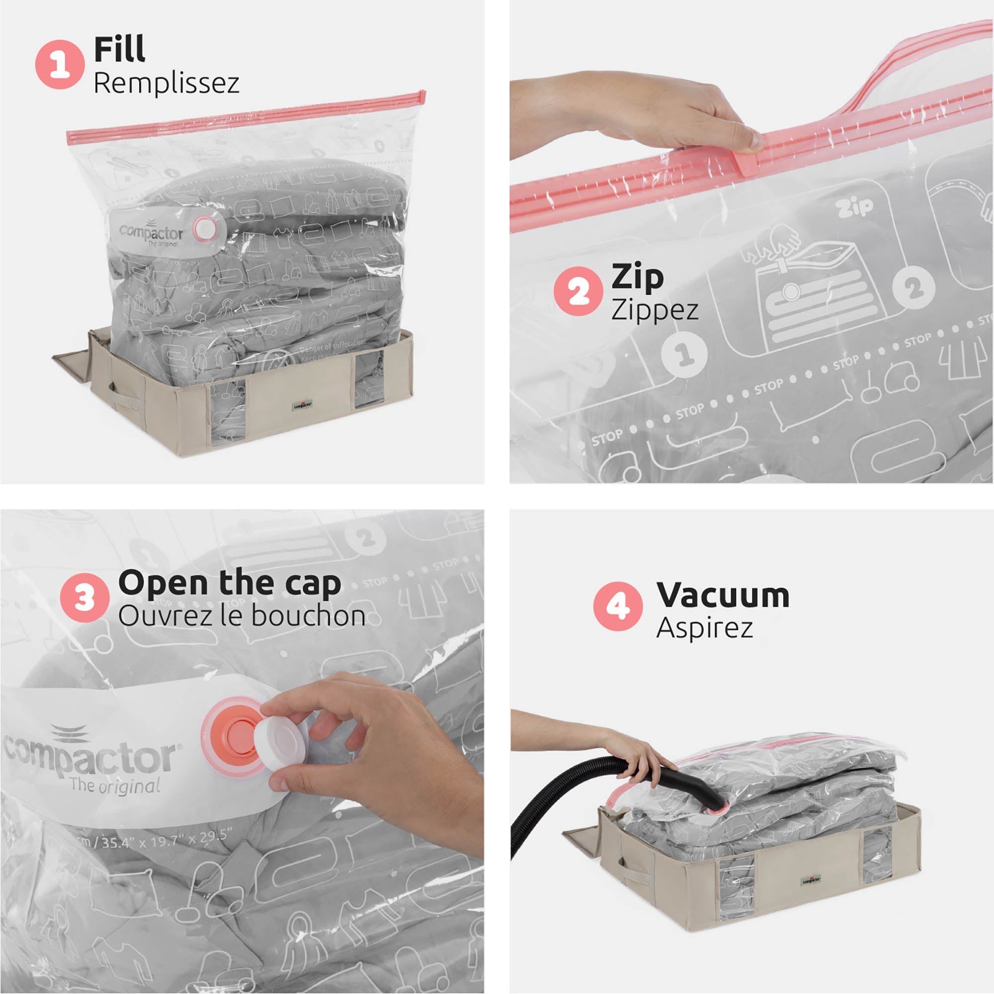 Housse de rangement sous vide L