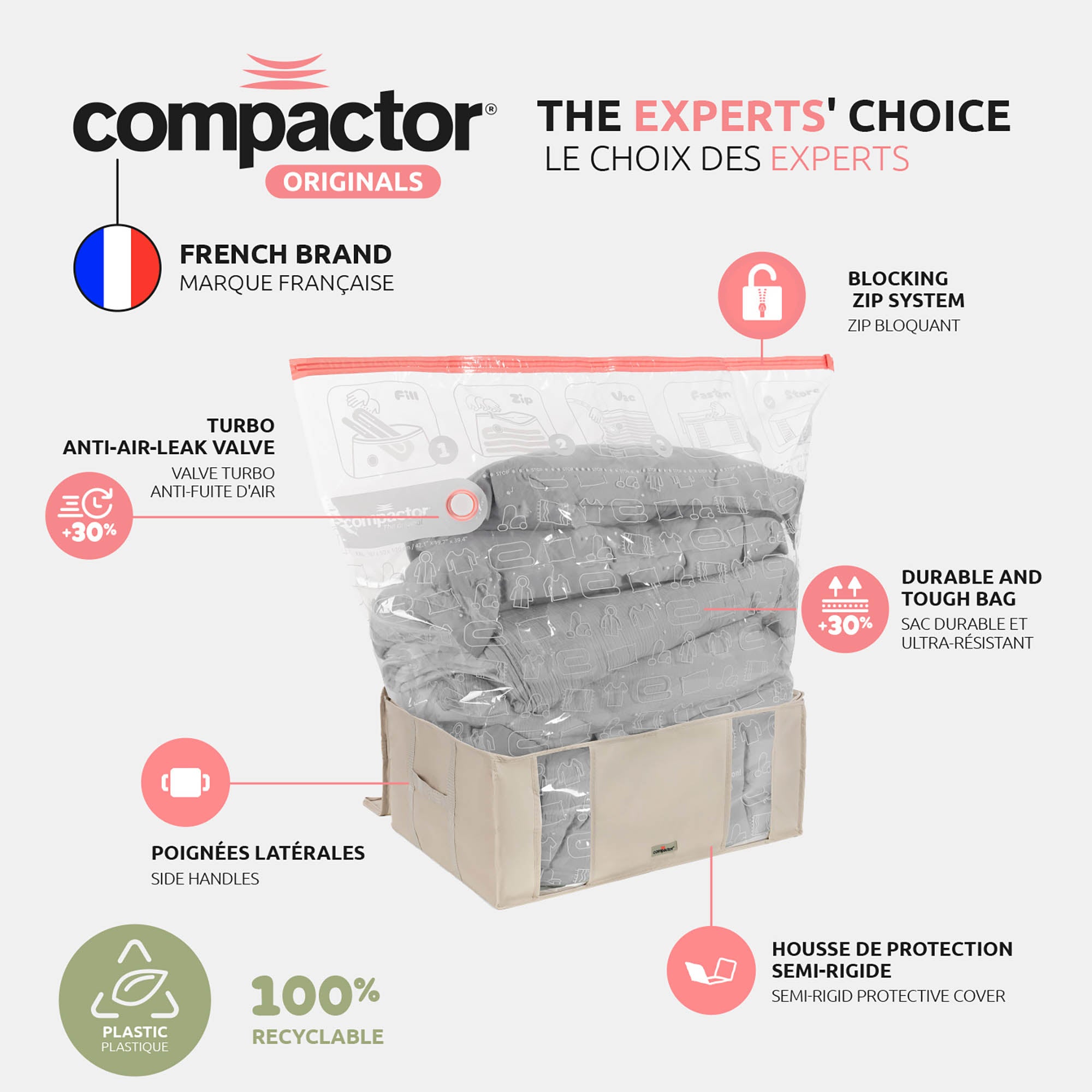 Housse de rangement sous vide L