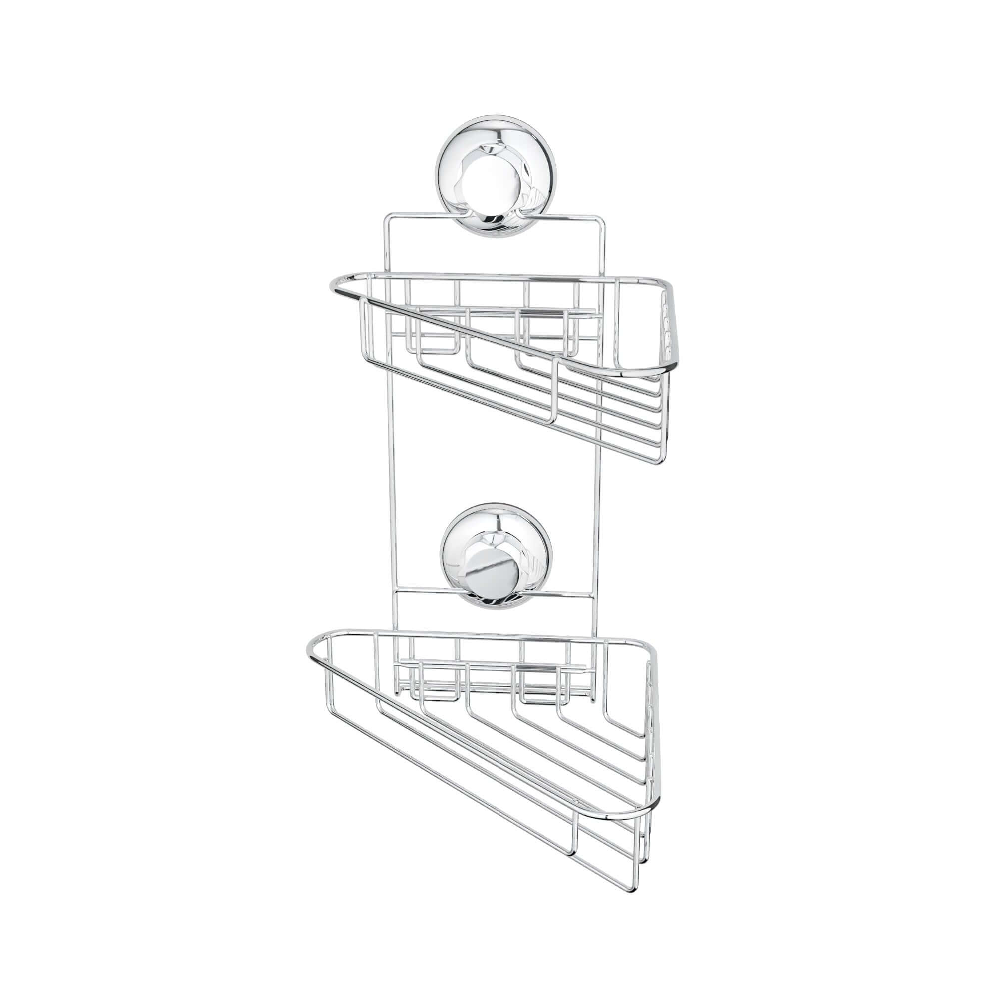 Estante esquinero de pared con ventosas 2 niveles Bestlock cromo
