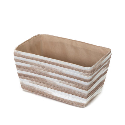 Panier de rangement avec tissu intérieur Fidji beige et blanc