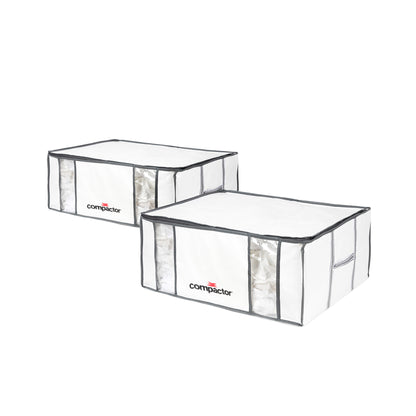 Compactor Pack de 2 cajas de almacenamiento al vacío Life XXL blanco y gris