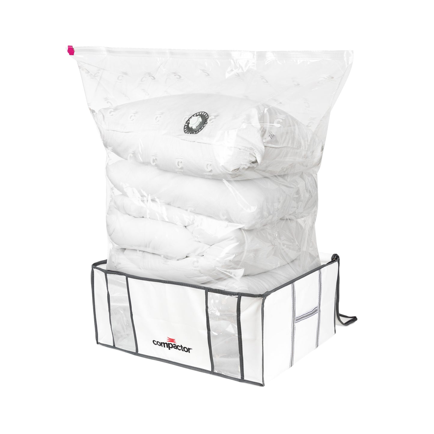 Compactor Pack de 2 cajas de almacenamiento al vacío Life XXL blanco y gris