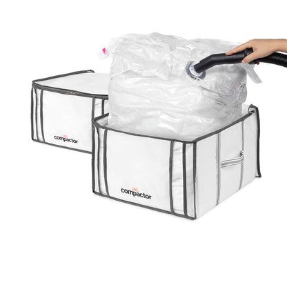 Compactor Lot de 2 boîtes de rangement sous vide Life M blanches