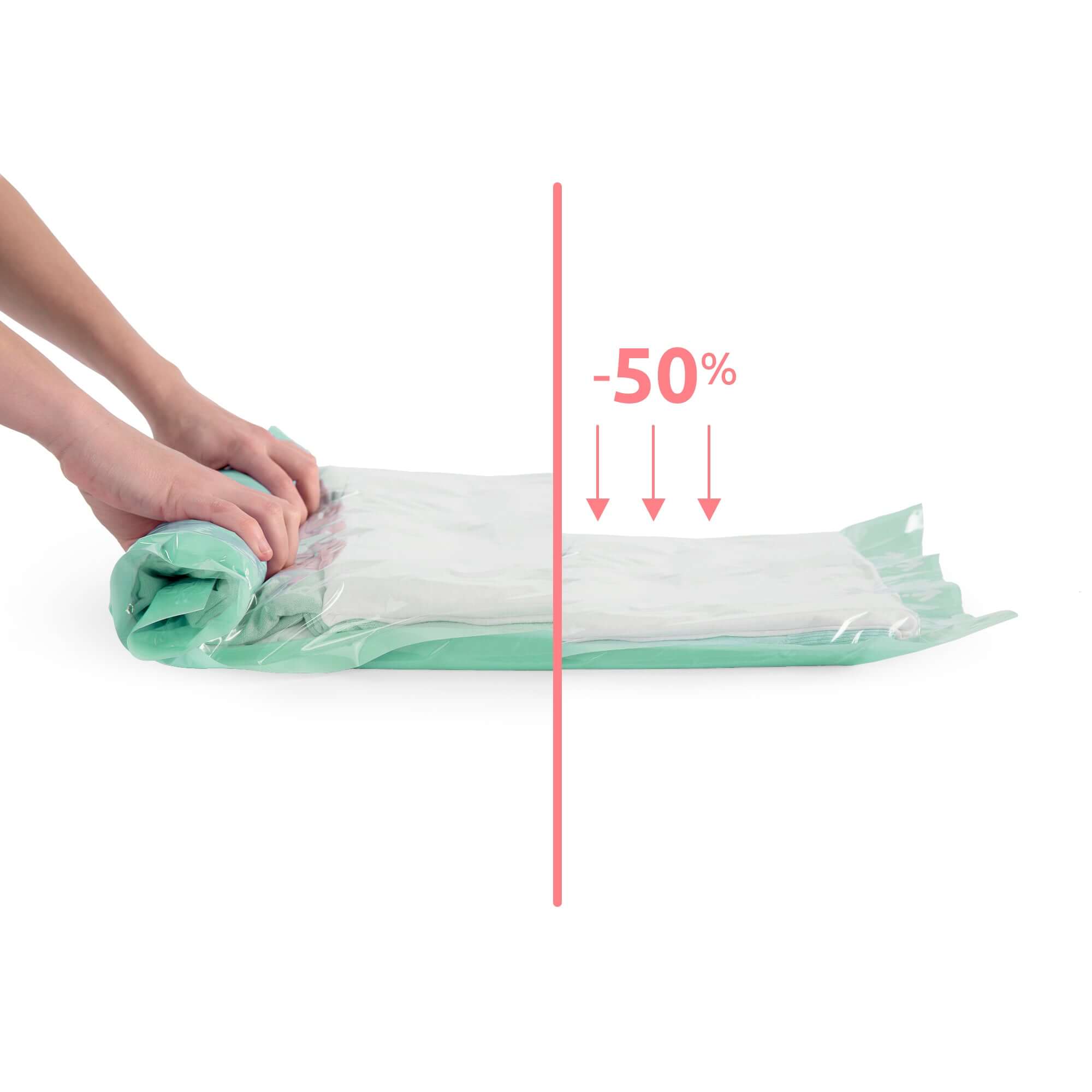 Lot de 6 sacs de rangement sous vide manuels 2S + 2M + 2L Roll-Up
