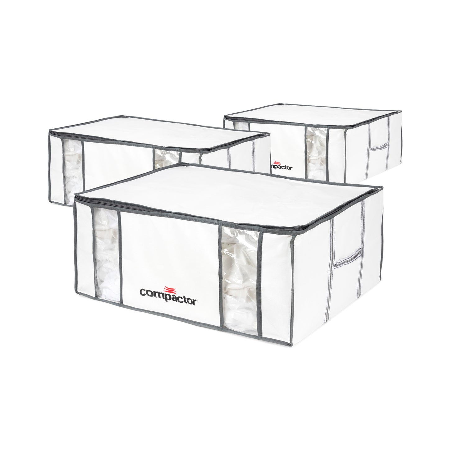Compactor Lot de 3 boîtes de rangement sous vide Life XXL blanches et grises
