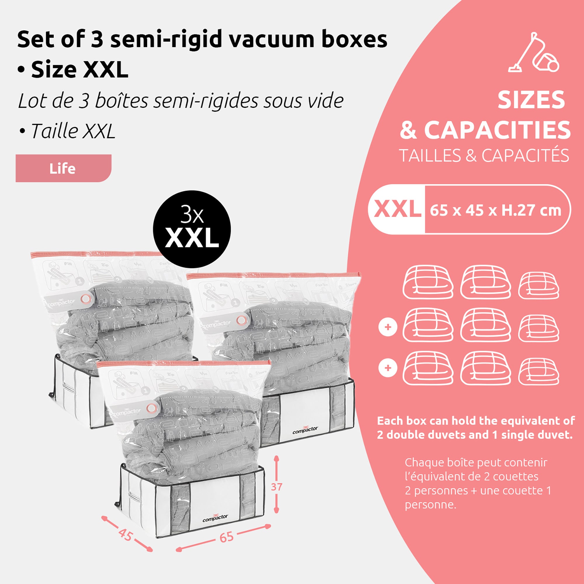 Lot de 3 housses sous vide XXL