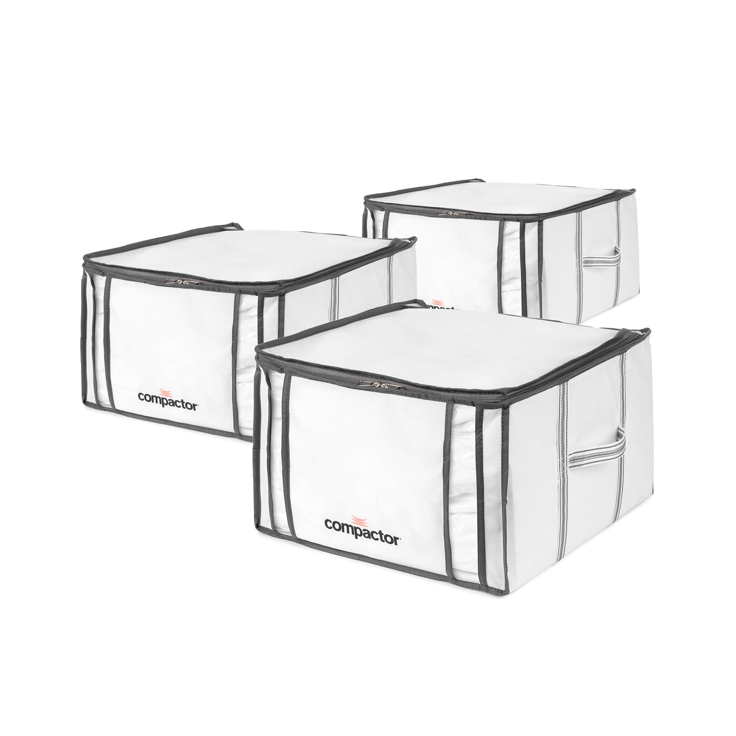 Compactor Lot de 3 boîtes de rangement sous vide Life M blanches et grises