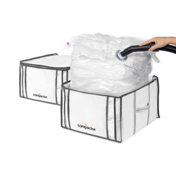 Compactor Pack de 3 cajas de almacenamiento al vacío Life M blanco y gris