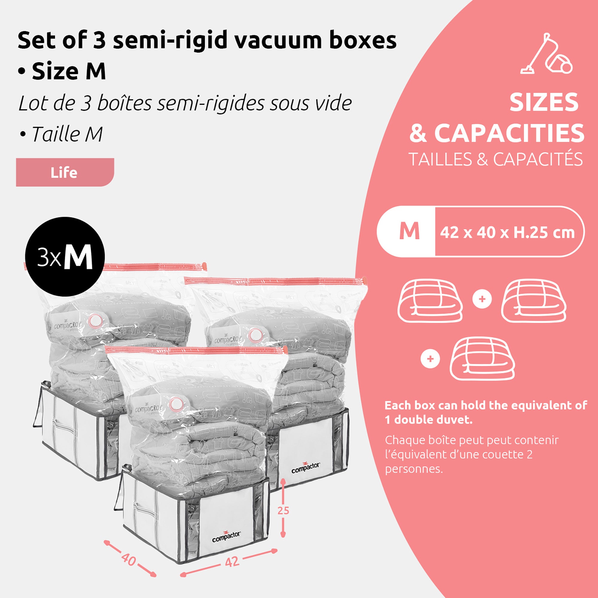 Lot de 3 housses sous vide M