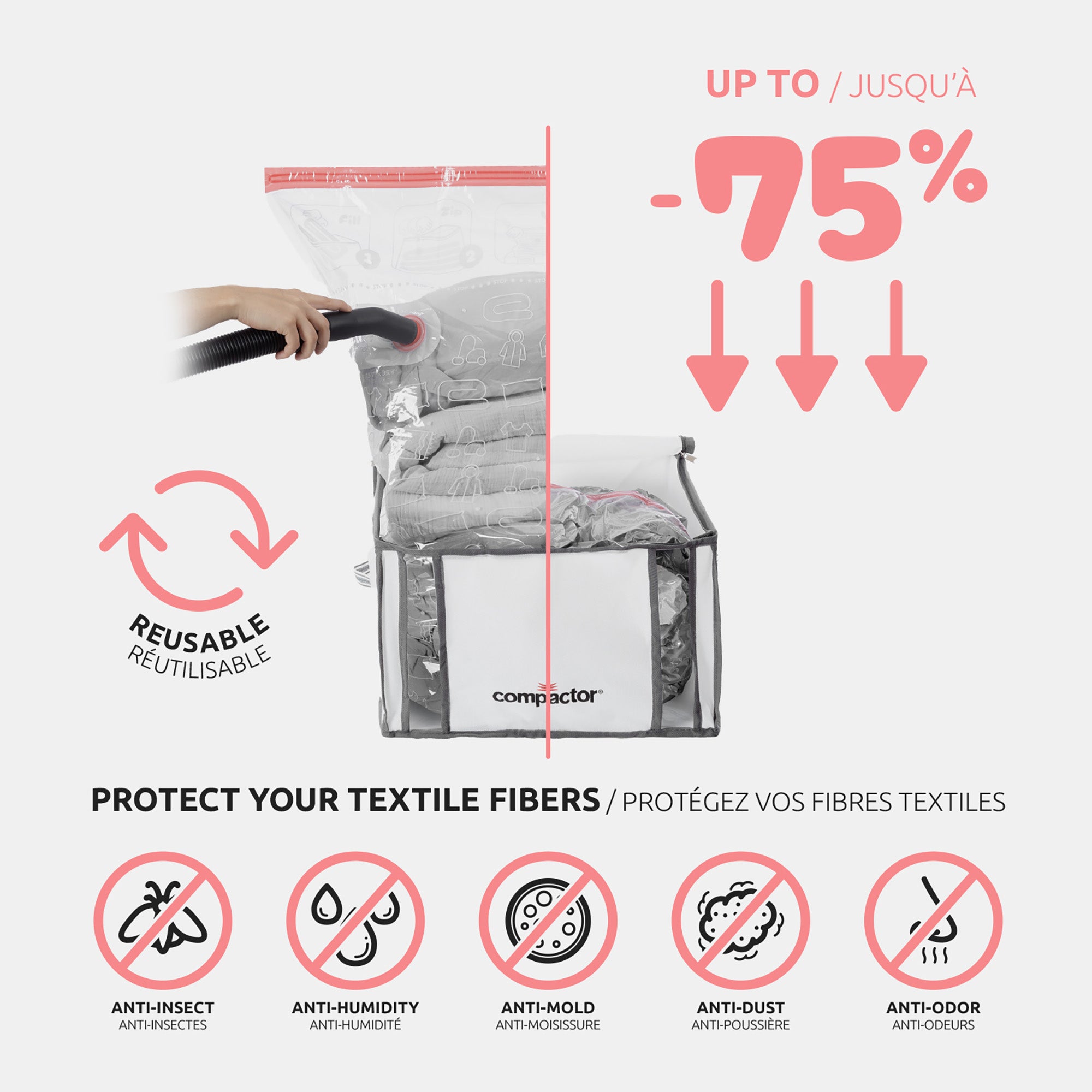 Lot de 3 housses sous vide M