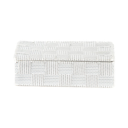 Boîte de rangement avec couvercle Stan S blanche et grise