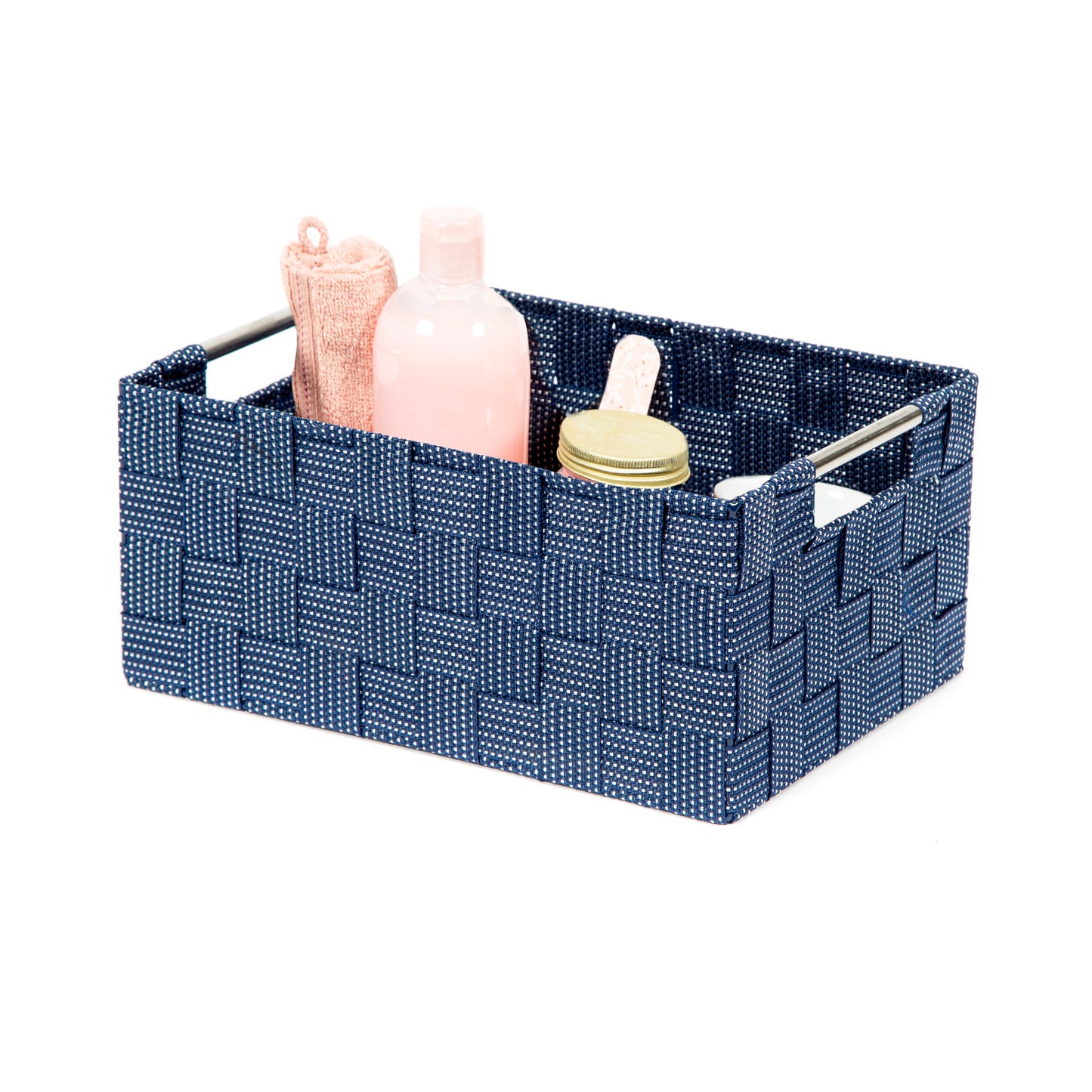 Panier de rangement avec anses métal Stan bleu