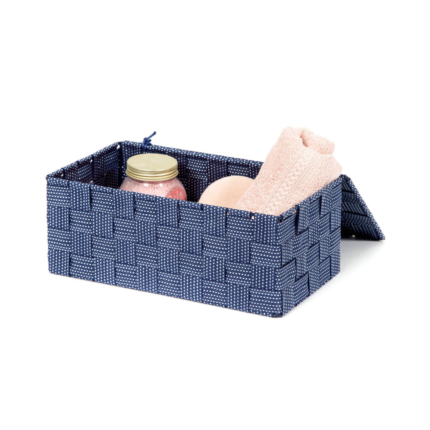 Boîte de rangement avec couvercle Stan L bleue