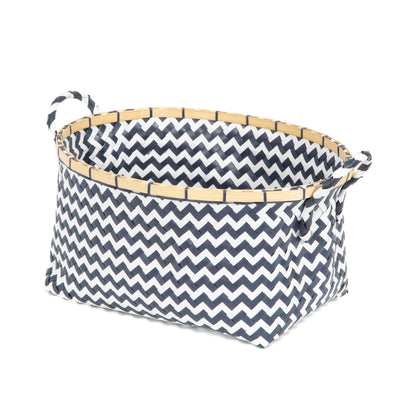 Cesta de almacenamiento Zig Zag bicolor azul y blanco