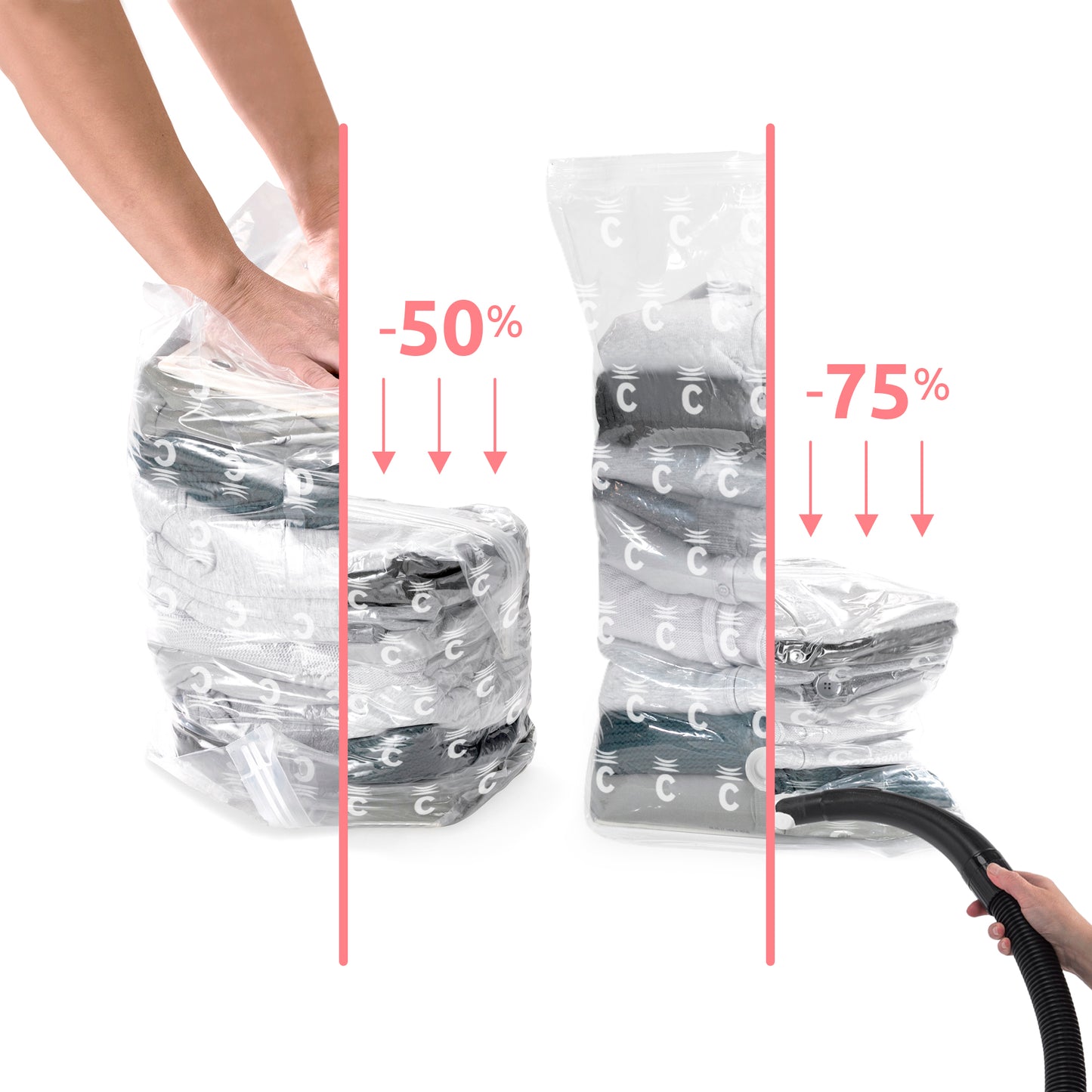 Compactor Pack de 2 bolsas de almacenamiento al vacío Compact Express transparentes