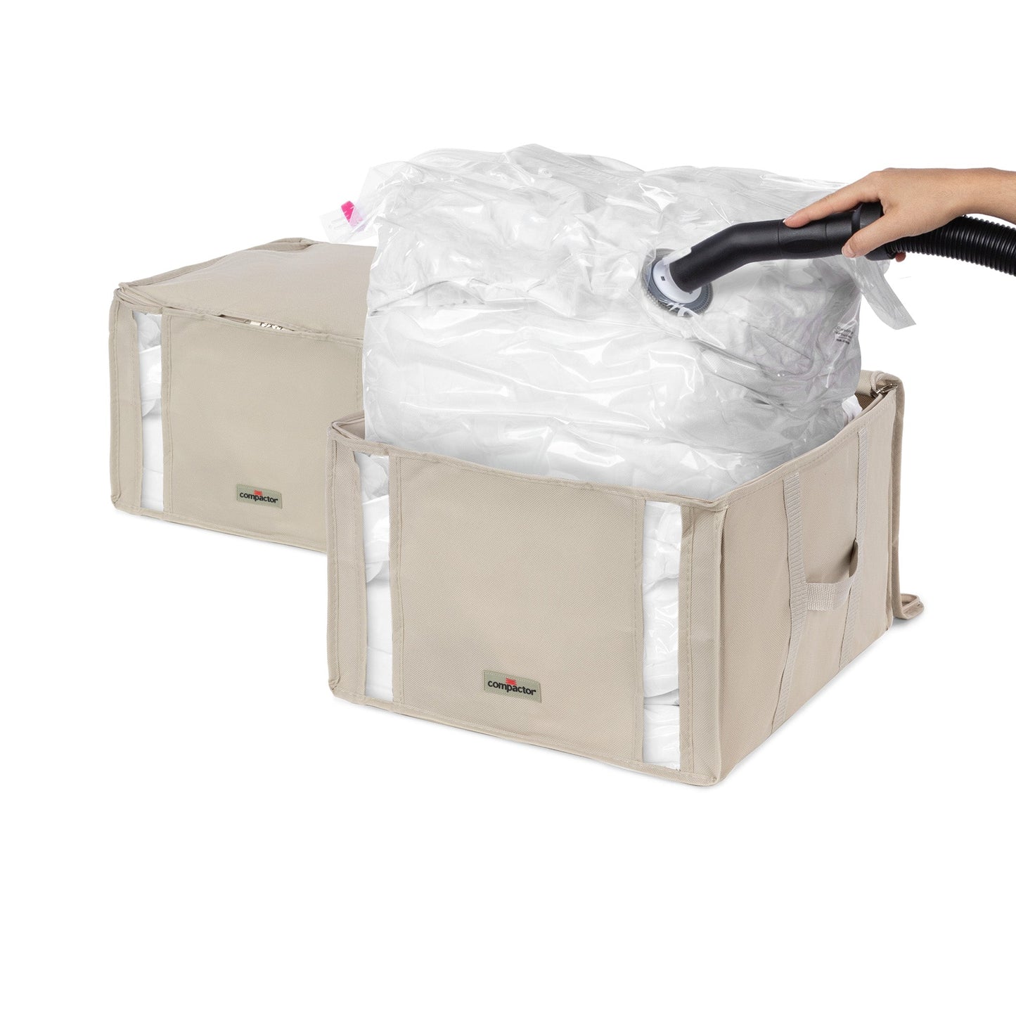 Compactor Lot de 2 boîtes de rangement sous vide Dune M beige