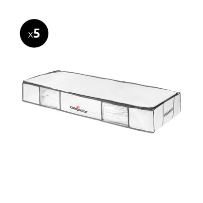 Compactor Lot de 5 boîtes de rangement sous vide Life XL blanches et grises