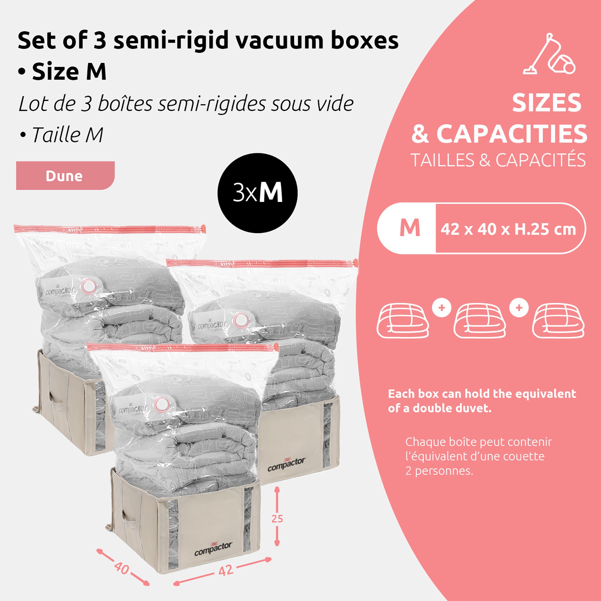 Lot de 3 housses sous vide M