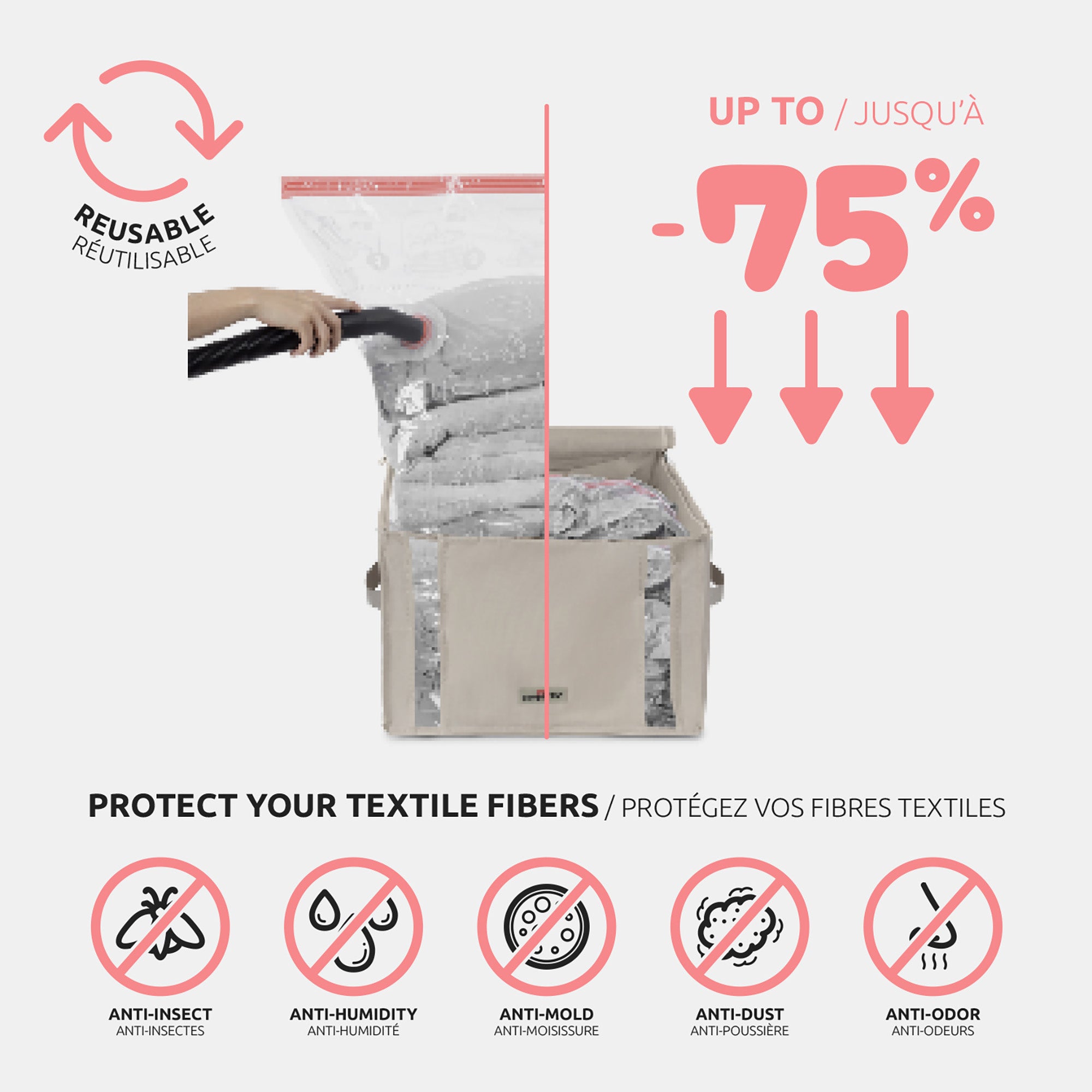 Lot de 3 housses sous vide M