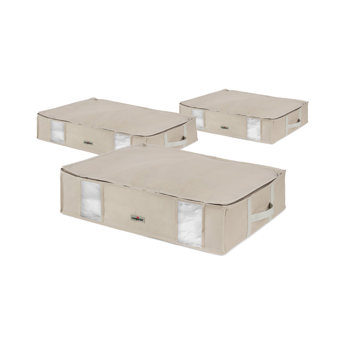 Compactor Pack de 3 cajas de almacenamiento al vacío Dune L beige