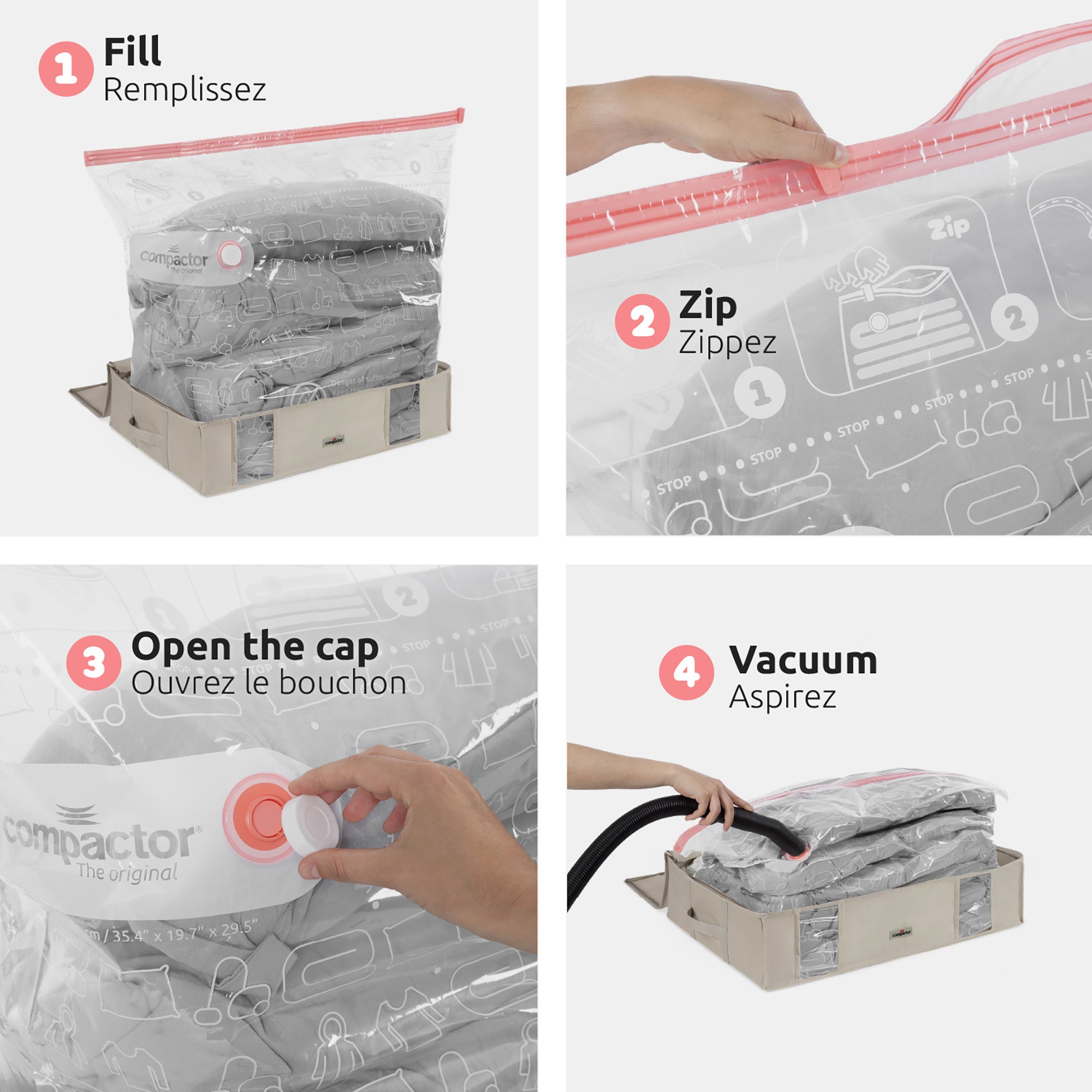 Lot de 3 housses sous vide M