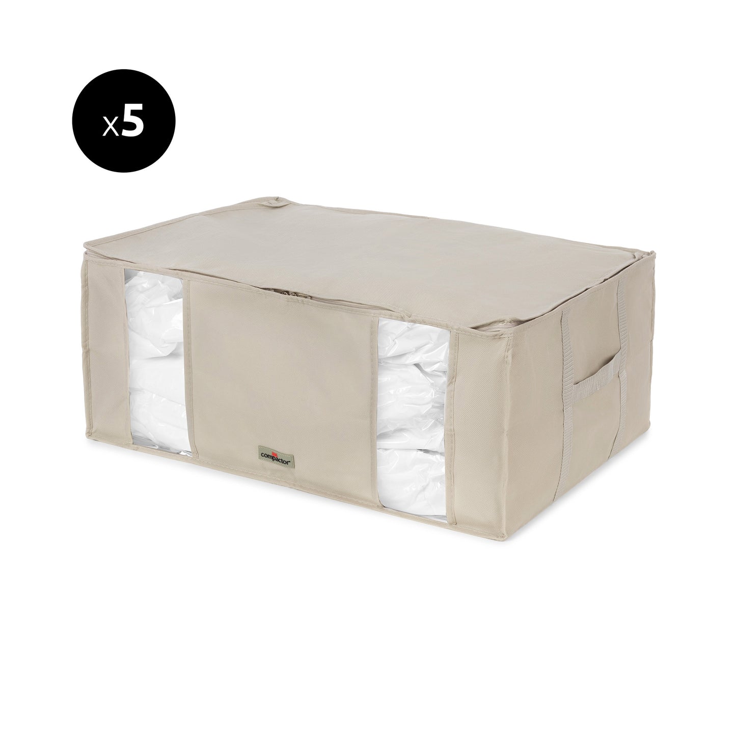 Compactor Pack de 5 cajas de almacenamiento al vacío Dune XXL beige