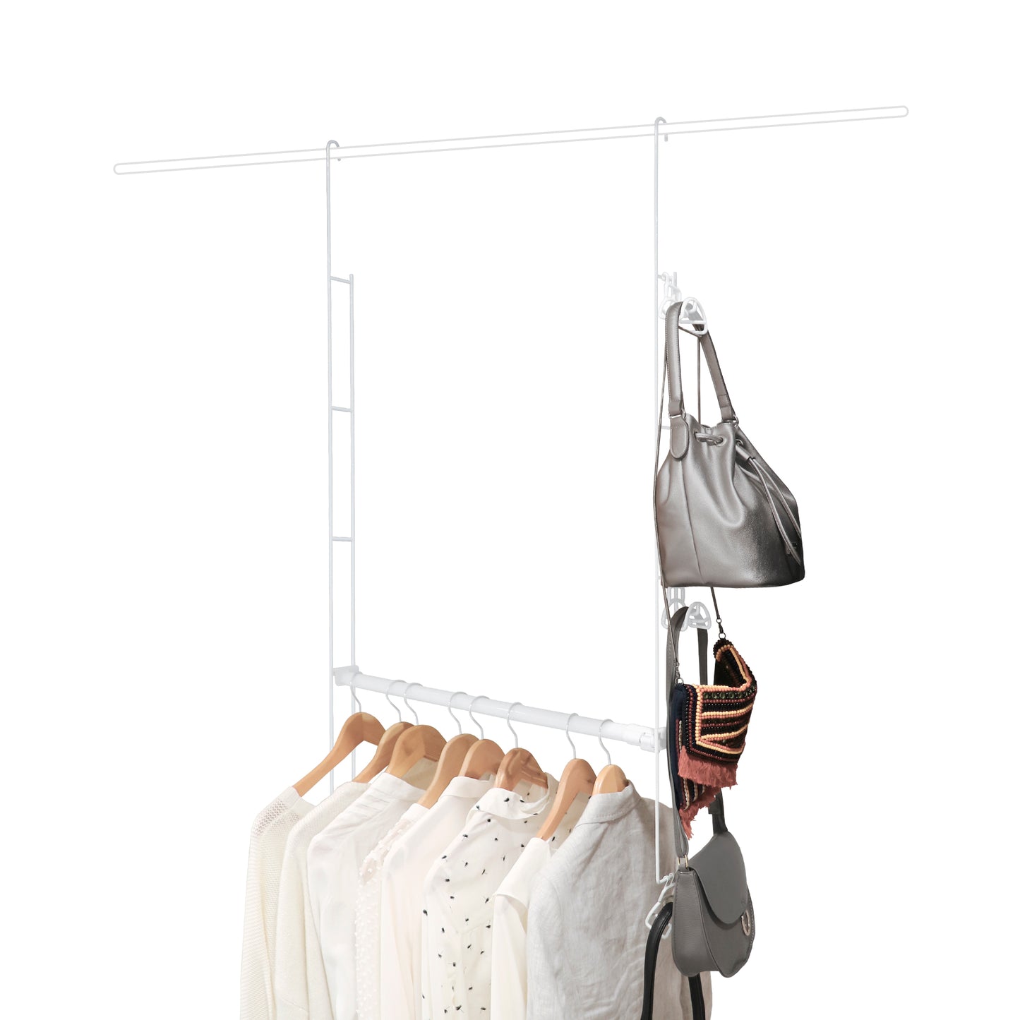 Kit optimizador vestidor colgante de metal blanco Xtend