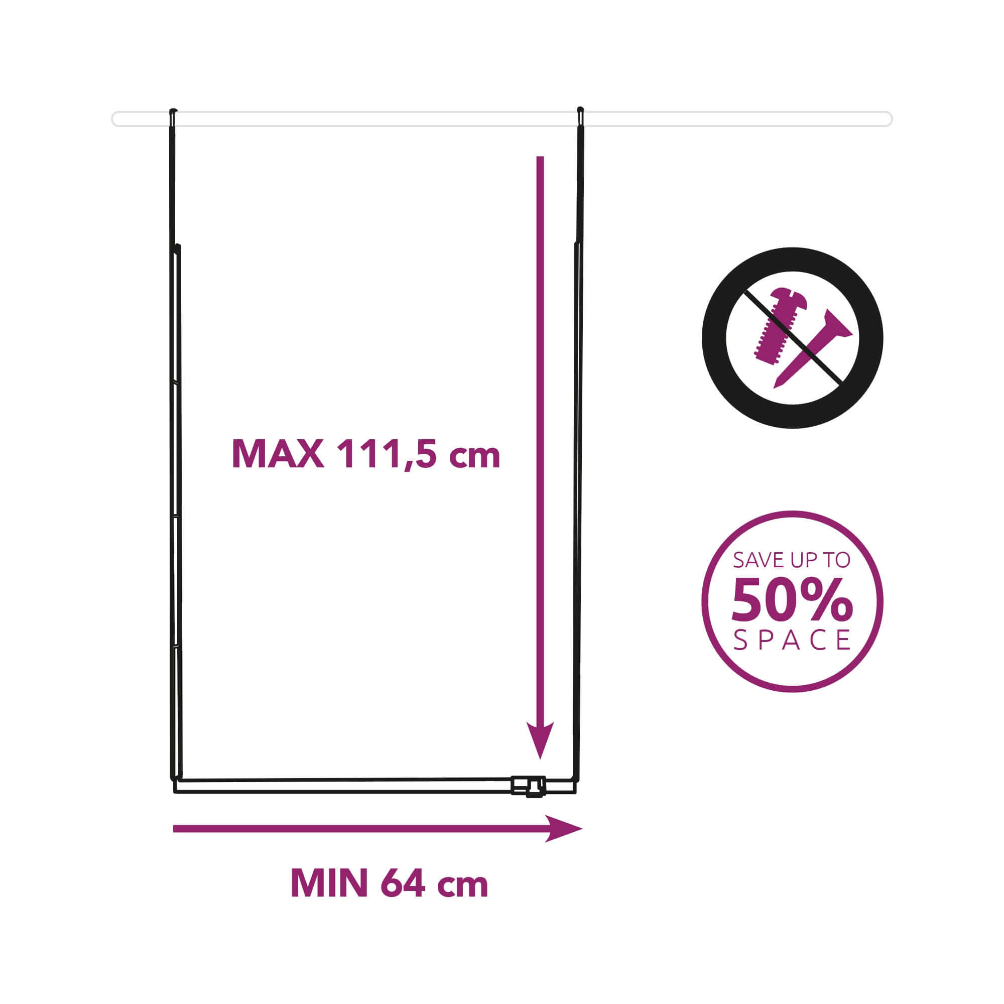 Kit optimizador vestidor colgante de metal blanco Xtend